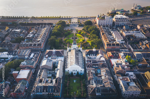 New Orleans Saint Louis church in the morning from above photo