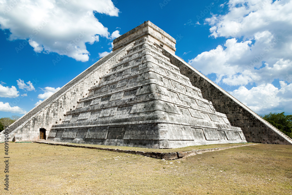 Landscape of  the Temple of Kukulcan  of the Chichen Itza archaeological site, Yucatan, Mexico