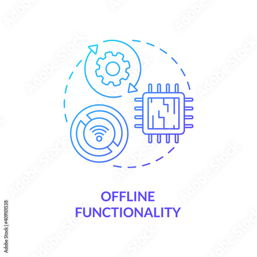 Offline functionality concept icon. SaaS argument idea thin line illustration. Sync data between multiple devices. Without dependency on network connection. Vector isolated outline RGB color drawing