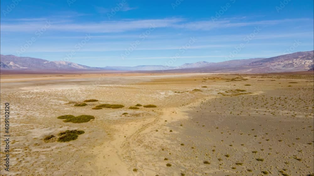 Aerial hyperlapse of arid landscape in Death Valley in California Aerial hyperlapse of arid landscape in Death Valley in California