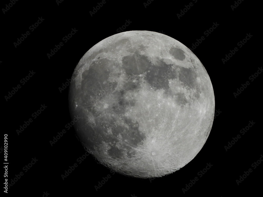 Full moon with black sky and details Full moon with black sky and details