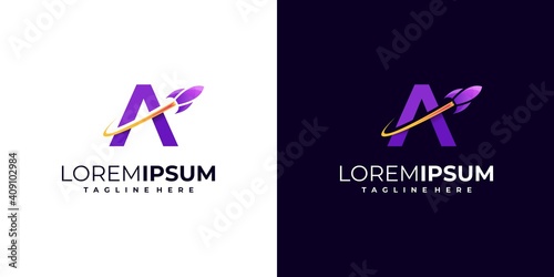 letter mark rocket logo