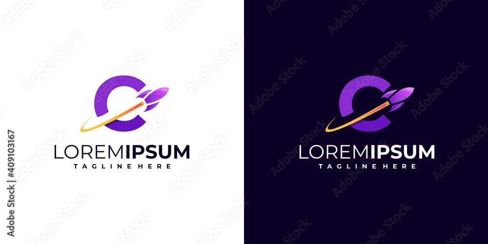 letter mark rocket logo
