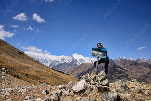 The Final views of the Huayhuash Range from Pampa Llamac Pass, Cordillera Huayhuash circuit, Ancash, Peru