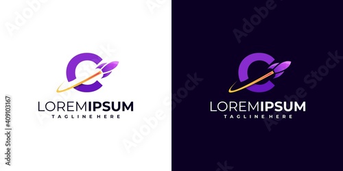 letter mark rocket logo