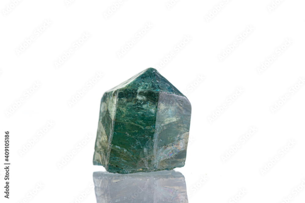 macro mineral stone Apatite on a white background macro mineral stone Apatite on a white background