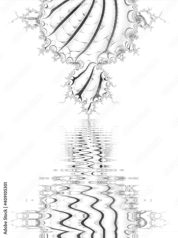 Obraz premium intricate black and white positive and negative fractal of leaf veins patterns and design