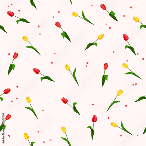 Seamless pattern with flowers tulips. Tulips background