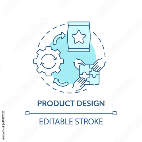 Product design concept icon. Co-design field idea thin line illustration. Identifying market opportunity. Developing proper solution. Vector isolated outline RGB color drawing. Editable stroke