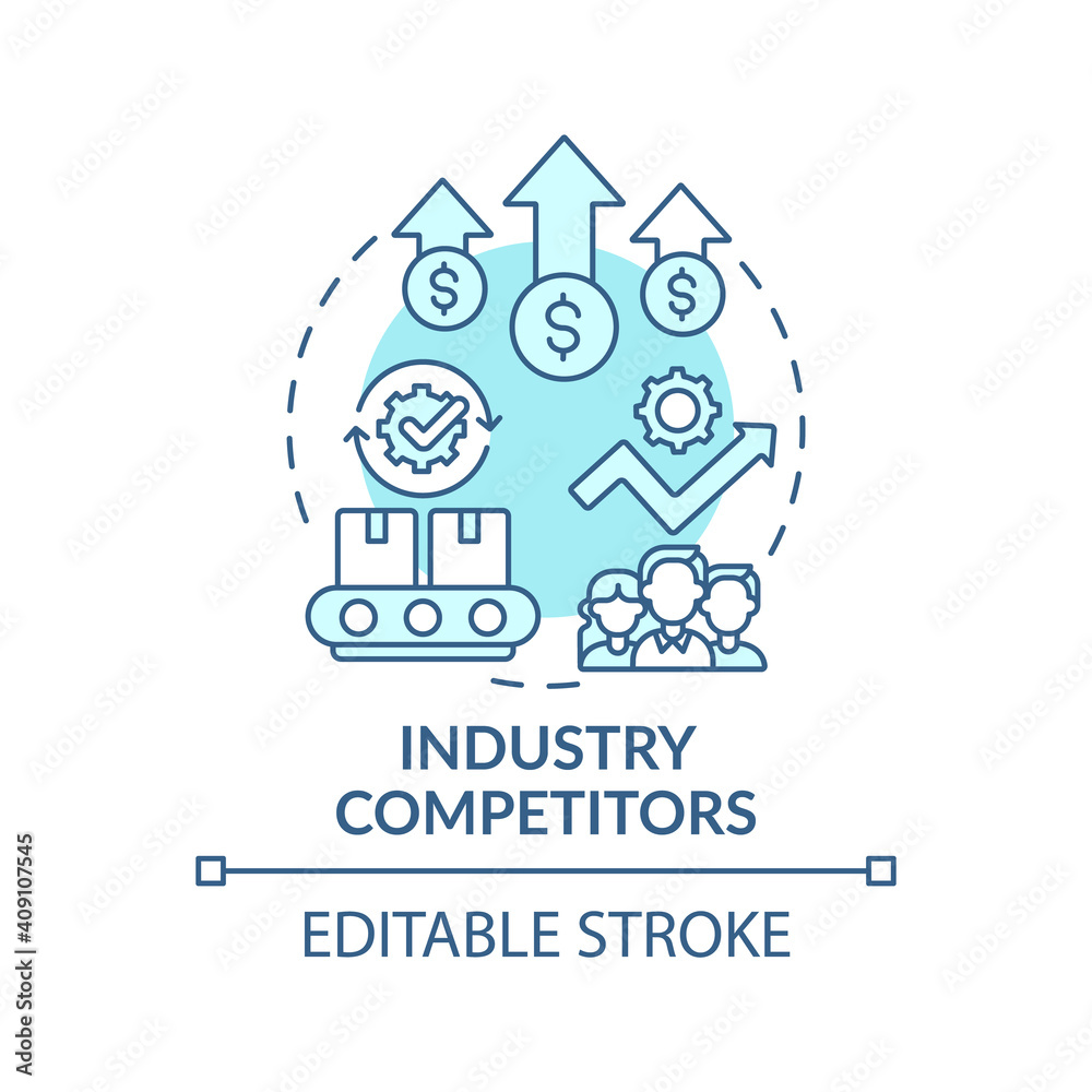 Industry competitors concept icon. Competitive rivalry idea thin line illustration. Extending competition among existing firms. Vector isolated outline RGB color drawing. Editable stroke