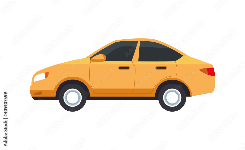 yellow car vehicle color isolated icon