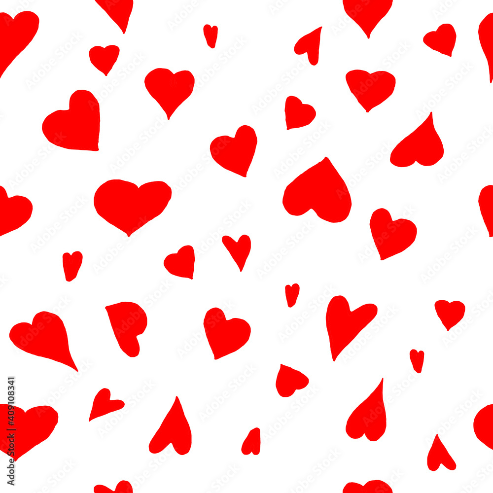Seamless romantic pattern with hearts. Ready template for Valentine's day cards, print, poster, party. Vector design.
