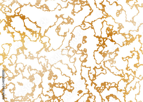 White cracked marble with golden texture. Vector illustration