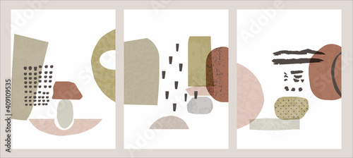 Abstract shapes Nordic paint print set. Scandinavian style poster background collection. Minimalist contemporary design vector illustration for wall decoration, home gallery, postcard, brochure cover