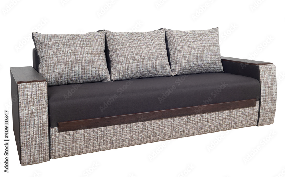 Obraz premium Gray sofa isolated on a white background.