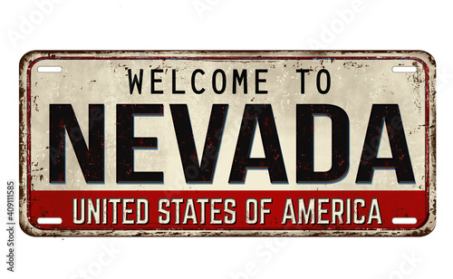 Welcome to Nevada vintage rusty metal plate