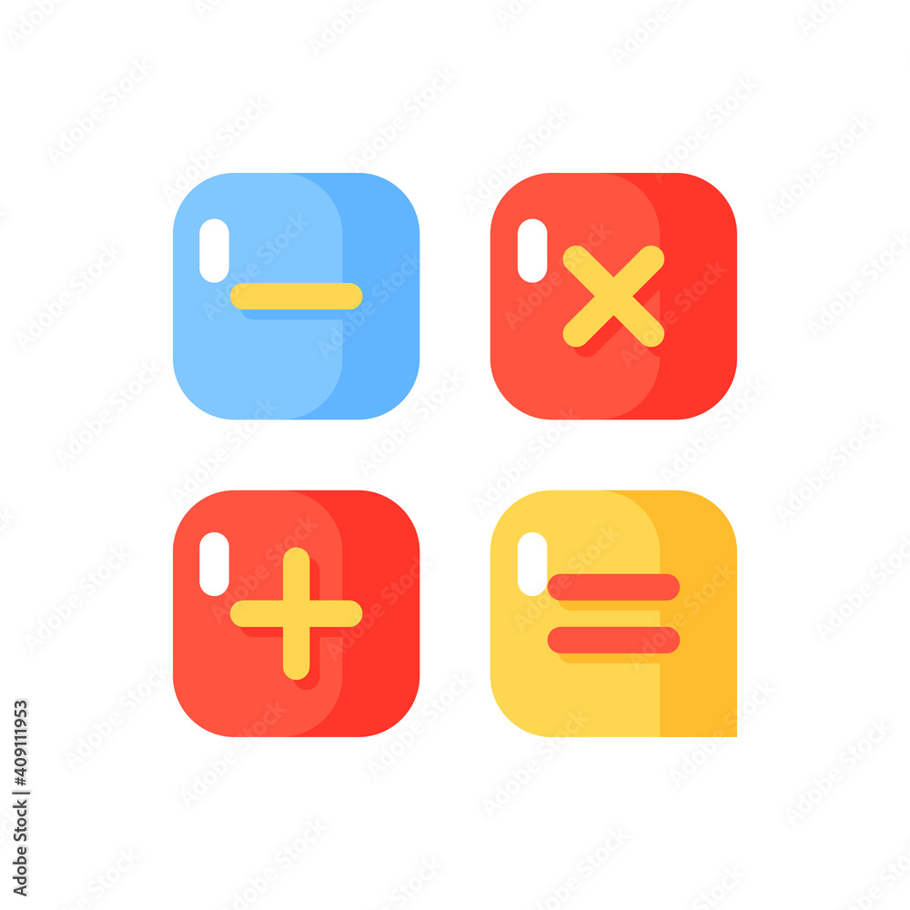 Calculator app vector flat color icon. Arithmetic operations. Performing  calculations. Smartphone interface button. Cartoon style clip art for  mobile app. Isolated RGB illustration Stock Vector | Adobe Stock