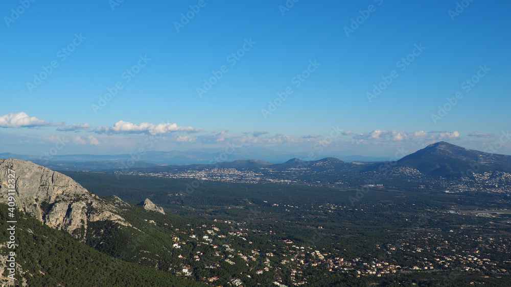 Breathtaking scenic view to Athens - Attica from top of Parnitha mountain, Greece