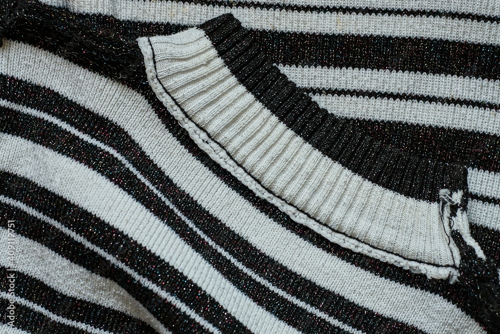striped white black fabric texture of woolen sweater striped white black fabric texture of woolen sweater