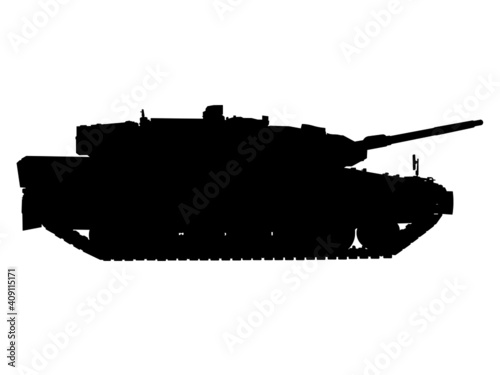 Leopard 2 tank , isolated silhouette