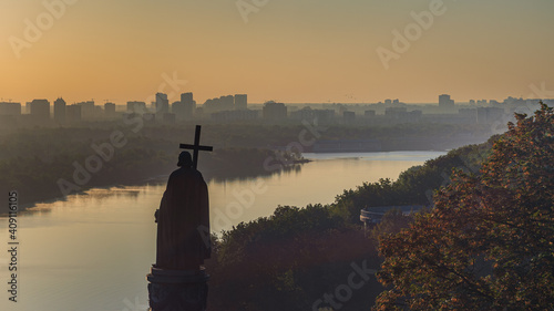 panorama sunrise over the river / Volodymyr Velikiy Kyiv Ukraine photo