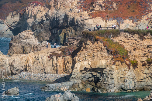 The cliffs and bluffs of Garrapata State Park, along the Soberanes Point trail, off the scenic Highway 1 near Big Sur, along the Pacific Coast of California.   photo