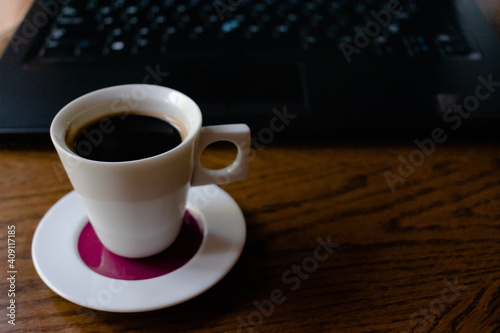Delicious coffee and elegant computer
