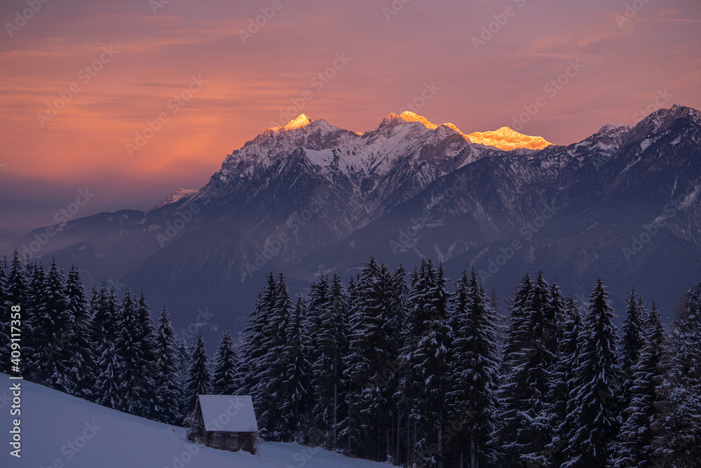 Sunrise over Dachstein, Austrian Alps