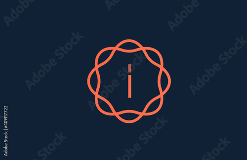 I orange monogram floral alphabet letter logo for business and company. Branding for corporate identity. Creative lettering icon for design