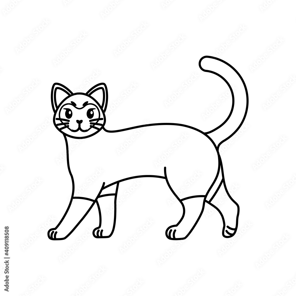 Isolated outline of a cat - Vector illustration
