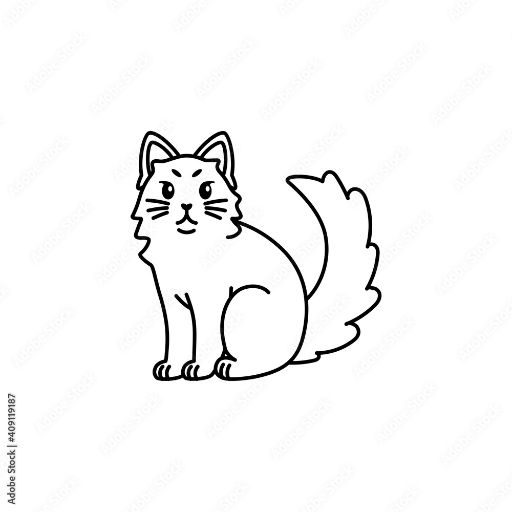 Fototapeta premium Isolated outline of a cat - Vector illustration