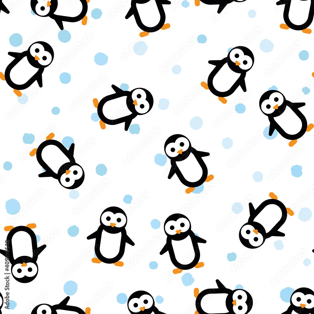 Obraz premium Funny Penguin seamless pattern