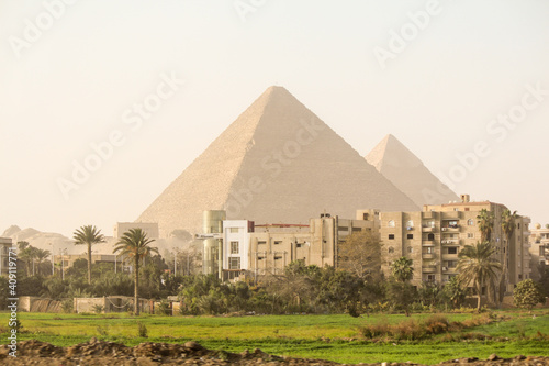 Residential buildings of Cairo threatening the pyramids of Giza