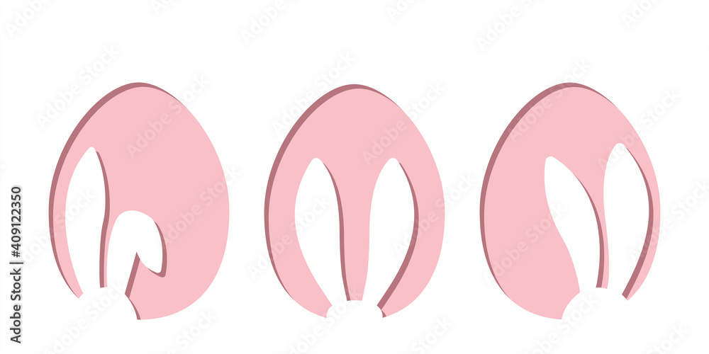 Easter eggs shapes with bunny ears silhouette for laser cutting. Vector easter silhouette for poster, card or banner.