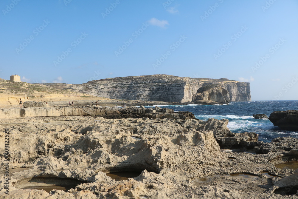 Landscape around Blue Hole and destroyed Azure Window, Gozo Malta