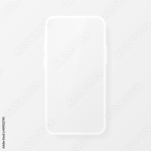Smartphone blank screen, white phone mockup. Template for infographics for presentation UI design interface. Realistic object. Vector illustration.