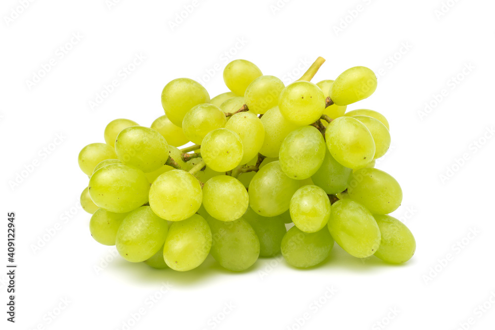 Green grapes solated on white background.