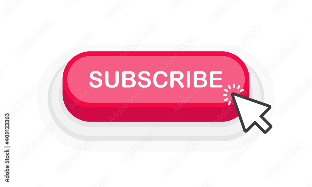 Subscribe red 3D button in flat style isolated on white background. Vector illustration. Subscribe red 3D button in flat style isolated on white background. Vector illustration.