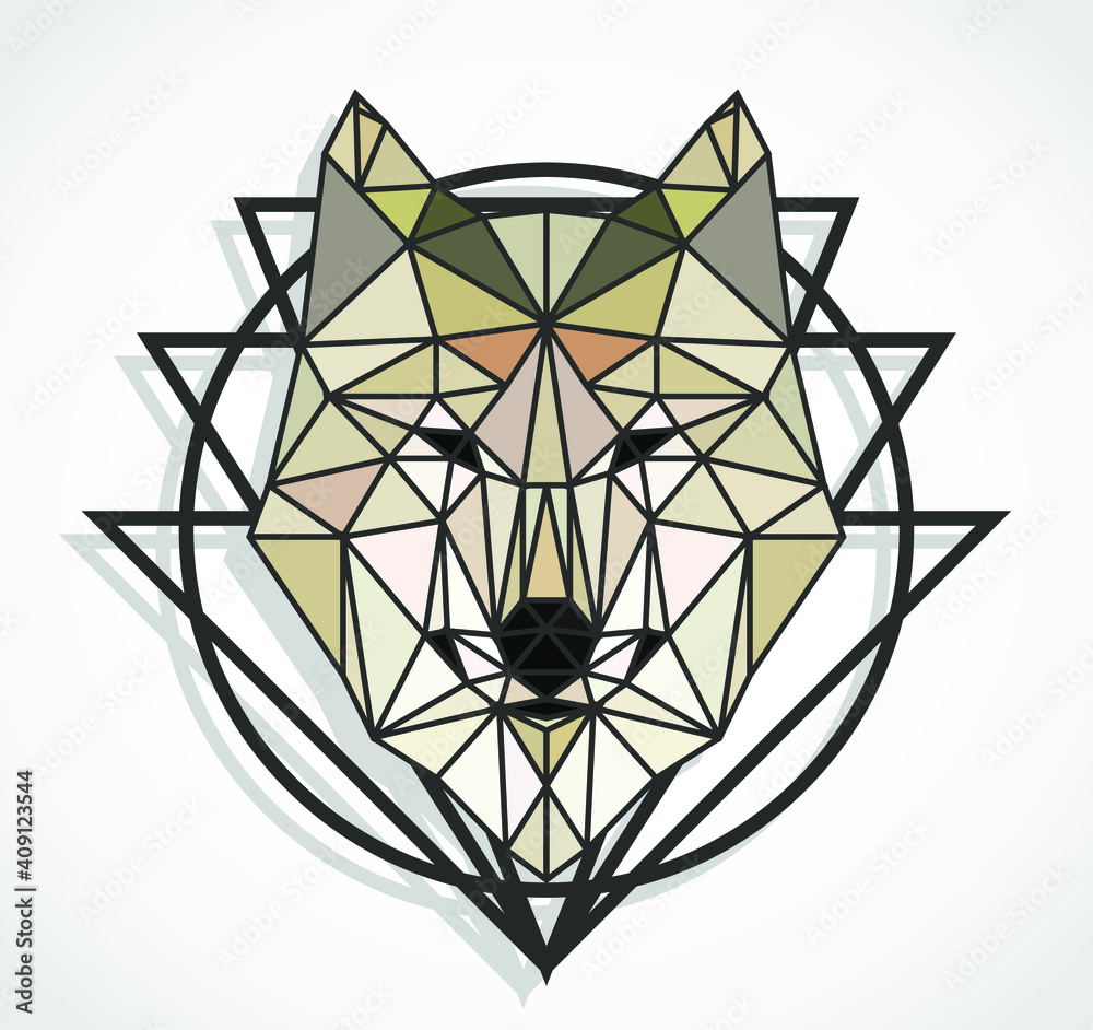 Fototapeta premium wolf head triangle geometric design illustration background