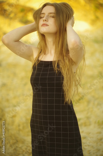 blonde with long flowing hair