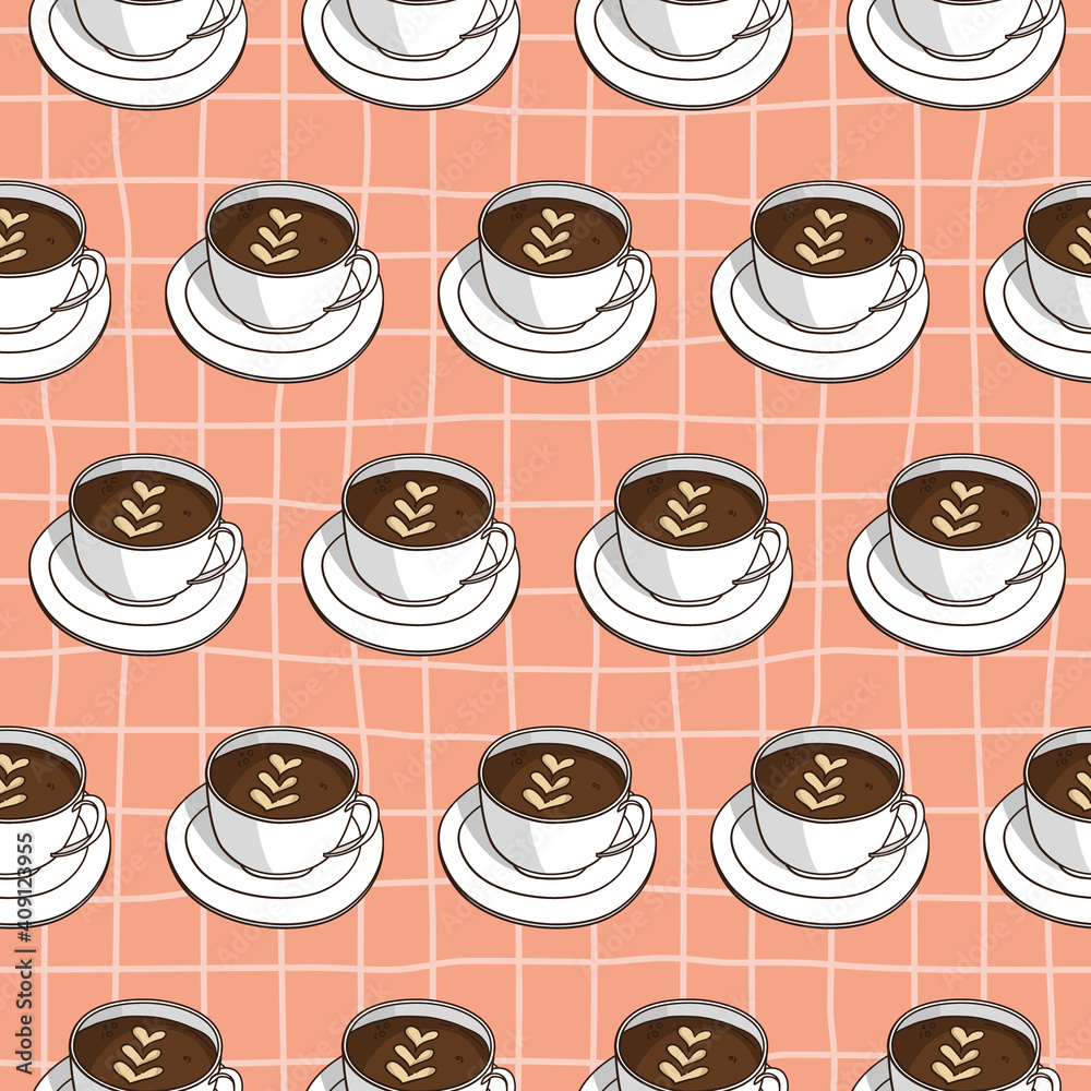 Vector seamless pattern with coffee cups. Retro creative design Vector seamless pattern with coffee cups. Retro creative design