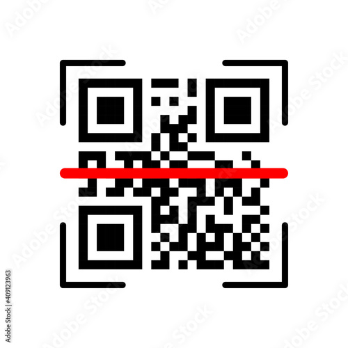 QR Scanning Verification icon on white background. Vector illustration.