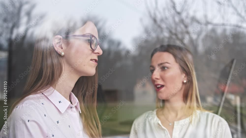Two teenagers enjoy the view outside, quarantine Two teenagers enjoy the view outside, quarantine