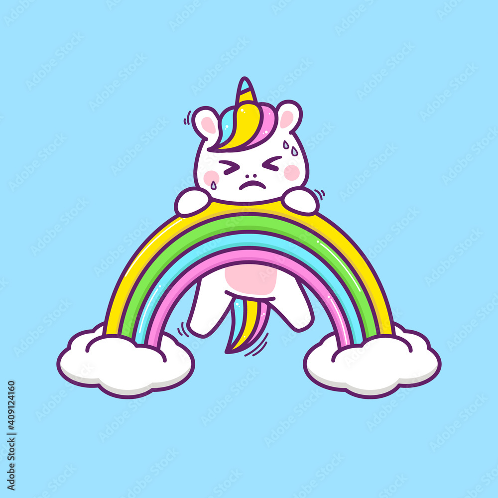 cute little unicorn climbing rainbow cute little unicorn climbing rainbow