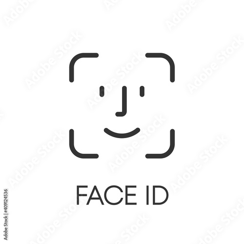 Face ID verification black icon izolated on white background. Vector illustration.