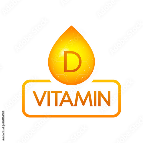 Vitamin D drop banner izolated on white background. Vector illustration.