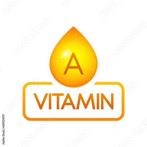 Vitamin A drop banner izolated on white background. Vector illustration.