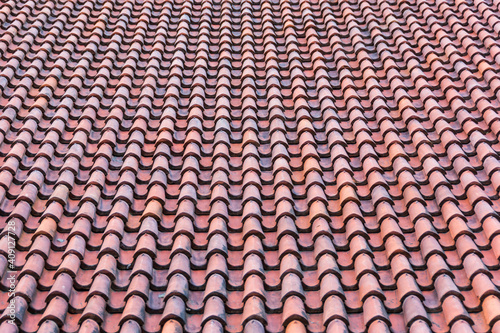  roof with red roof tiles © Stockfotos