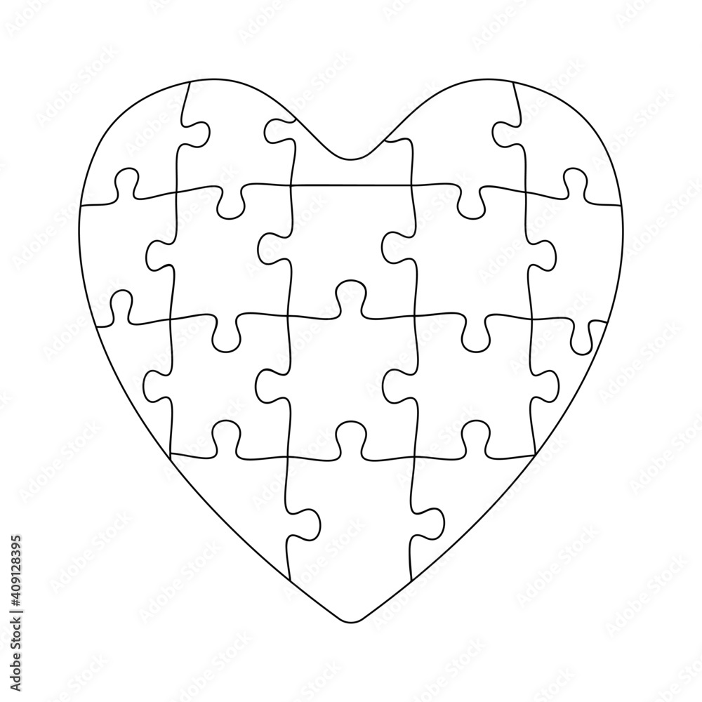 Unusual Valentines Day Blank Jigsaw Puzzle. Simple line art style for  printing and web. Puzzles heart. Stock vector illustration for crafting  Stock Vector | Adobe Stock