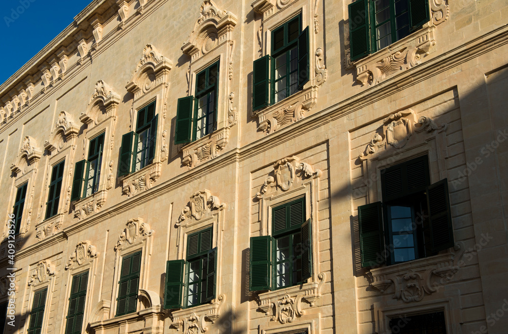 Fototapeta premium Baroque Facade Of The Auberge De Castille, The Office Of The Prime Minister, Valletta, Malta